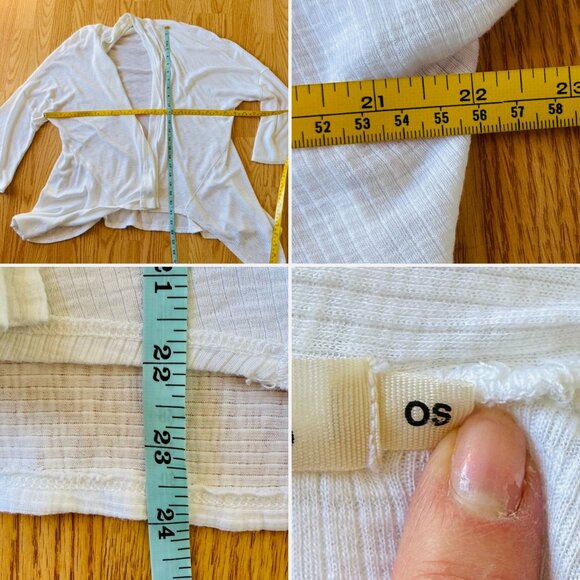 Michael Stars Cardigan OS White Open Front Lightweight Layering Top Made in USA - Picture 6 of 8